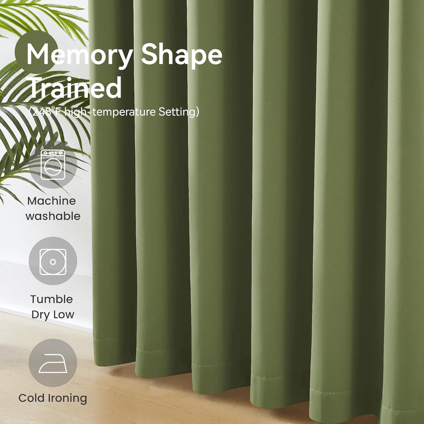 KangBang 2 PCs Sage Green Wide Blackout Curtains 95 Inches Long, Pinch Pleated with Hooks Track System Darkening Custom Modern Stylish for Sliding Patio Door Living Room,60 Width by 95 inch Length