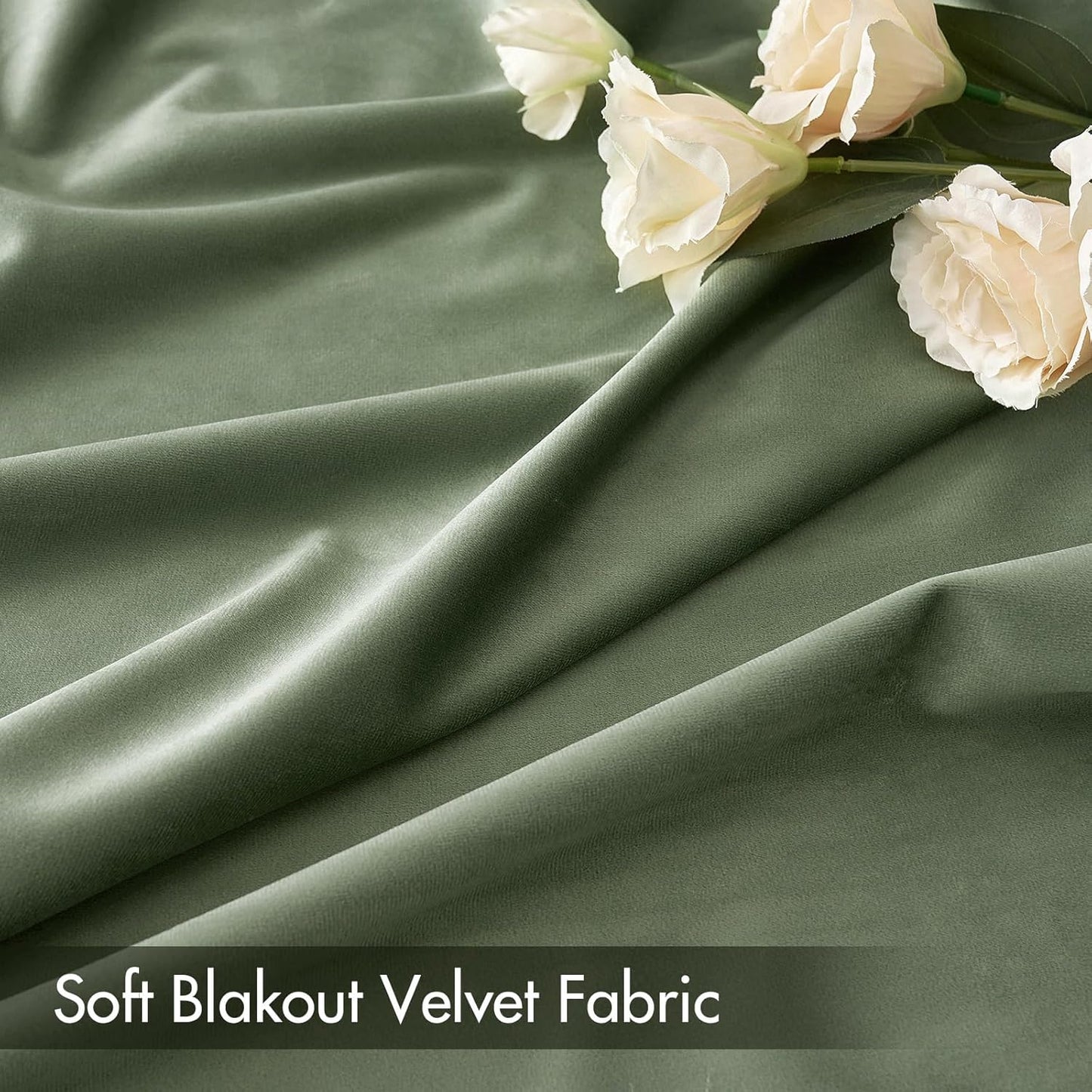 MIULEE Velvet Curtains Sage Green Thermal Insulated Blackout Curtain Drapes for Bedroom Living Room Darkening 72 Inches Long Curtains Panels Rod Pocket Set of 2