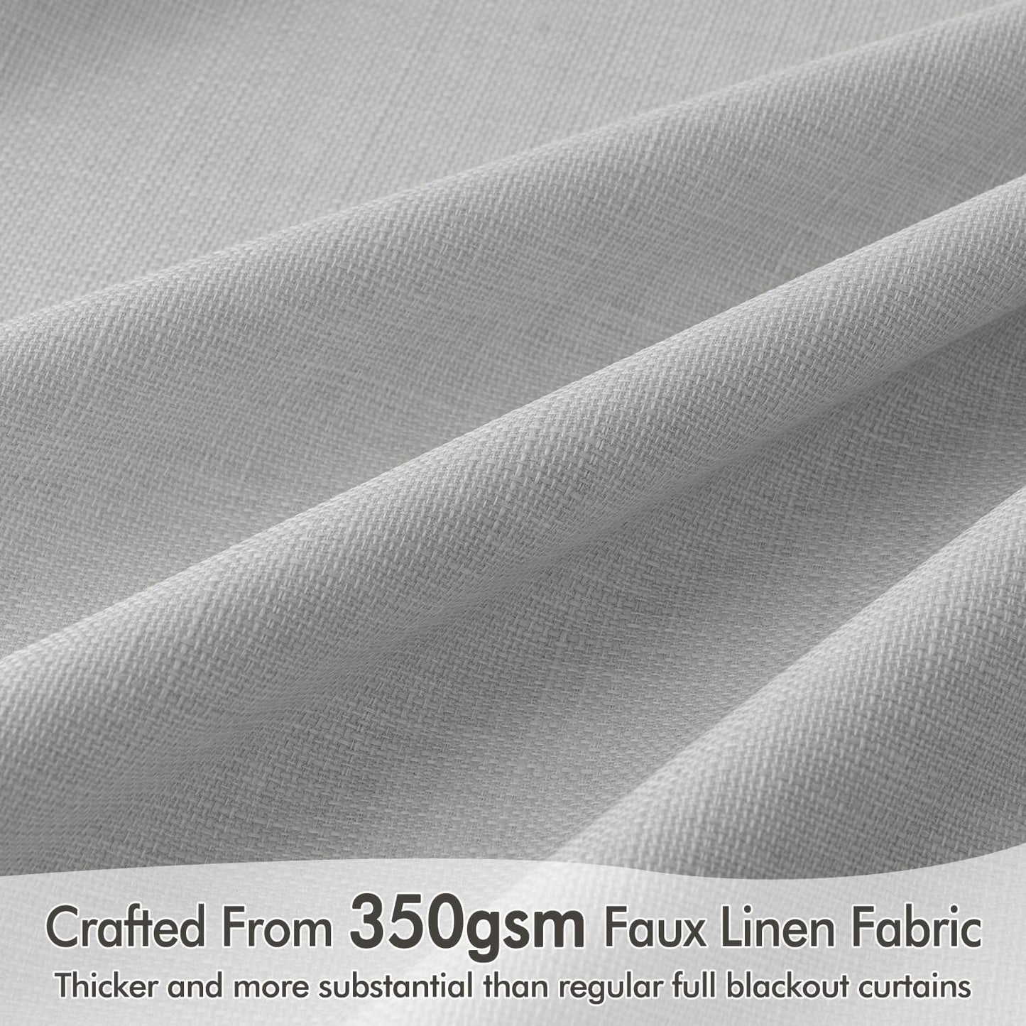 MIULEE 100% Blackout Curtains 90 Inch Long 2 Panels Set for Bedroom, Thick Luxury Faux Linen Black Out Curtain Room Darkening Back Tab Pleat Window Textured Drapes with Hooks for Living Room, Grey