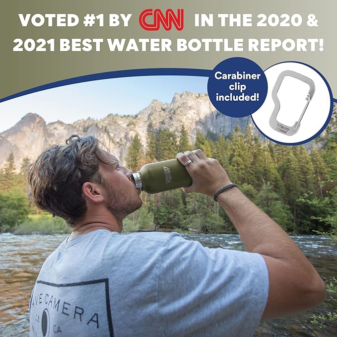 Healthy Human Stainless Steel Water Bottle | Double Walled Vacuum Insulated Water Thermos for Adults | Eco-Friendly Travel Bottles with Leak Proof Lid (Olive, 32 oz/ 946 ML)