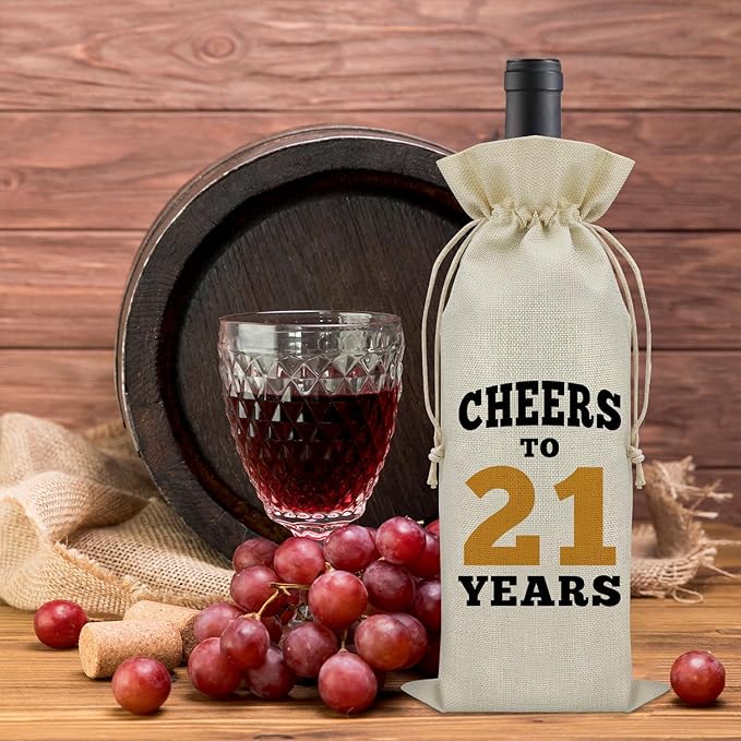 Sazuwu 21st Birthday Gifts for Her Him Wine Bag 21 Year Old Birthday Gifts for Son Daughter Wine Bottle Storage Bag 21 Year Anniversary for Couple Wine Accessories Gifts for Wine Lovers