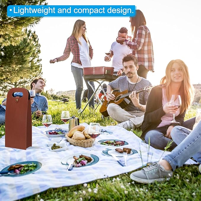 PATIKIL 2 Bottle Wine Gift Bag, Wine Bag Reusable Leather Wine Tote Carrier for Wine Bottles Portable Champagne Gift Bags for Picnic Party Wedding, Coffee
