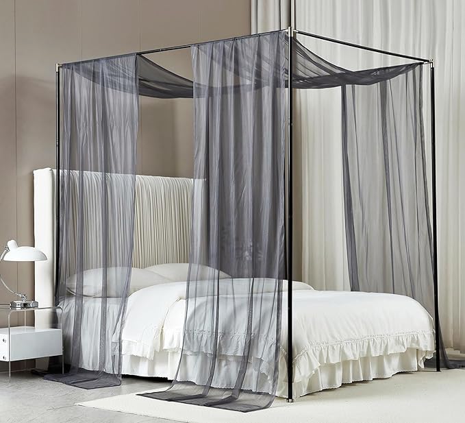 Akiky Canopy Bed Curtains Queen Sheer Grey Bed Canopy Scarf Bed Canopy,Kids Bed Scarf-Curtains for Room Décor or Wedding Party Décor(2 Bed Canopy)