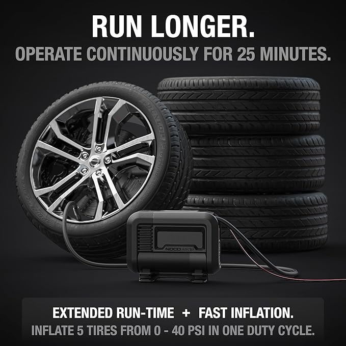 NOCO AIR10 UltraFast 10A Tire Inflator, 12V Portable Air Compressor Pump, Rated at 60 PSI, Inflates Tires from 0-40 PSI in 3.8 Minutes with a Digital Gauge, Smart Pressure and Auto-Shutoff