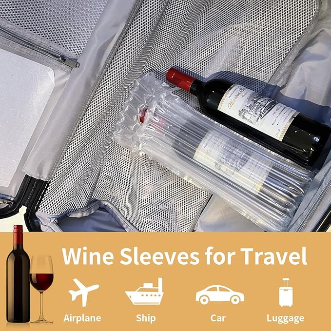 Wine bags for travel,Travel Bags For Wine Bottles Airplane, Wine Travel Bag, Wine Glass Storage Containers,Wine gift bag,Air Filled Packaging Sleeves with Reusable Pump(12 Packs)