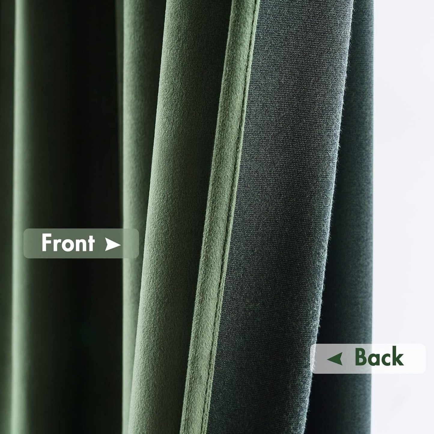 MIULEE Olive Green Velvet Curtains Thermal Insulated Blackout Curtain Drapes for Bedroom Living Room Darkening 132 Inches Long Curtains Panels Rod Pocket Set of 2