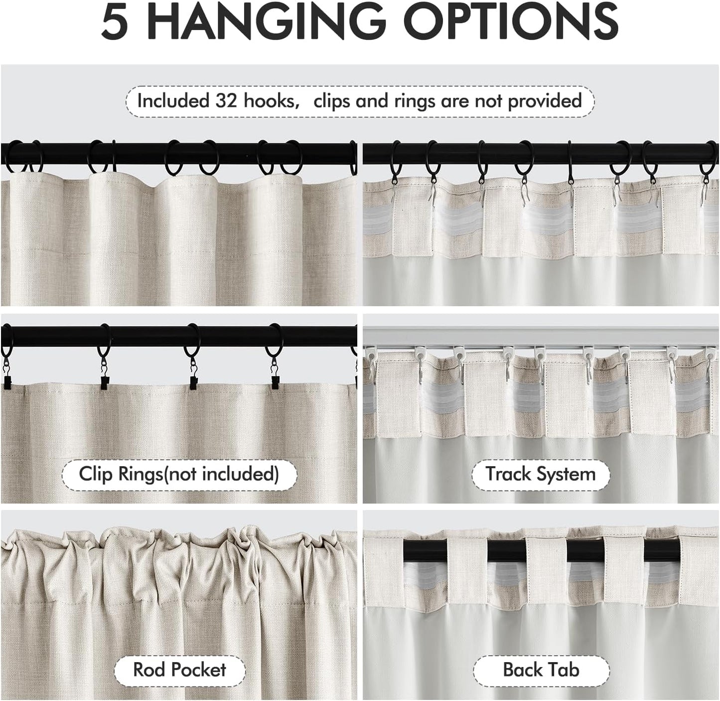 MIULEE 100% Blackout Curtains 84 Inch Long 2 Panels Set for Bedroom, Thick Luxury Faux Linen Black Out Curtain Room Darkening Back Tab Pleat Window Textured Drapes with Hooks for Living Room, Birch