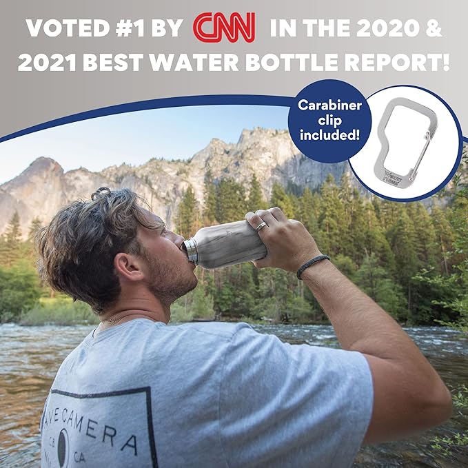 Healthy Human Stainless Steel Water Bottle | Double Walled Vacuum Insulated Water Thermos for Adults | Eco-Friendly Travel Bottles with Leak Proof Lid (Stone White, 16 oz/ 473 ML)