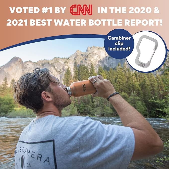 Healthy Human Stainless Steel Water Bottle | Double Walled Vacuum Insulated Water Thermos for Adults | Eco-Friendly Travel Bottles with Leak Proof Lid (Peach, 32 oz/ 946 ML)