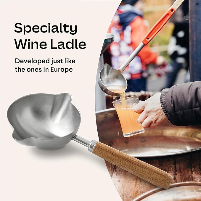 Cooking Gift Set Mulled Wine Kit | Stainless Steel Infuser for Wine & Spices, 10 Reusable Bags, Ladle | Wine Gifts for Women, Valentines Gift Ideas, Unique Hostess Gifts