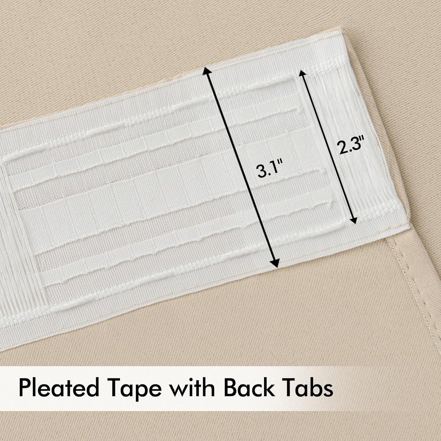 MIULEE Cream Beige Back Tab Light Blocking Curtains 104 Inch Length 2 Panels Set for Living Room Bedroom Privacy, Rod Pocket/Pinch Pleat Thermal Insulated Room Darkening Pleated Blackout Drapes