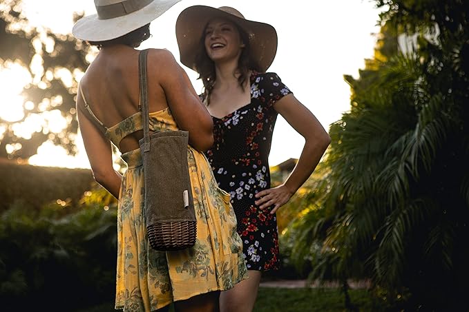 PICNIC TIME NFL Unisex-Adult NFL Malbec Insulated Canvas and Willow Wine Bottle Basket