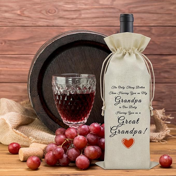 Sazuwu Grandpa Promoted to Great Grandpa Wine Bag Great Grandfather Birthday Gifts Baby Announcement Gifts for Great Grandpa Wine Bottle Decoration Bag Wine Accessories Gifts for Wine Lovers