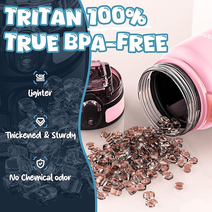 OLDLEY Kids Water Bottle for School, 17 oz (2 lids) BPA-Free Reusable Leak-proof Durable Tritan Plastic Water Bottles with Straw & Chug Lids, Anti-dust Spout Cover (Pink Blue)