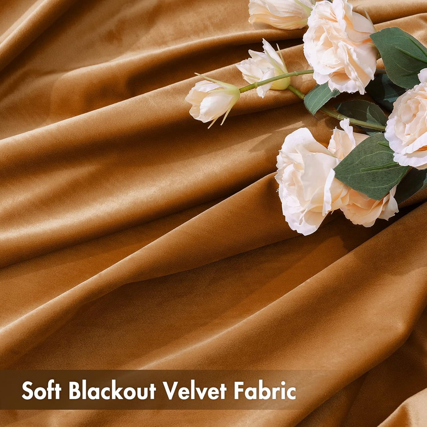 MIULEE Gold Brown Velvet Curtains Thermal Insulated Blackout Curtain Fall Drapes for Bedroom Living Room Darkening 96 Inches Long Curtains Panels Rod Pocket Set of 2