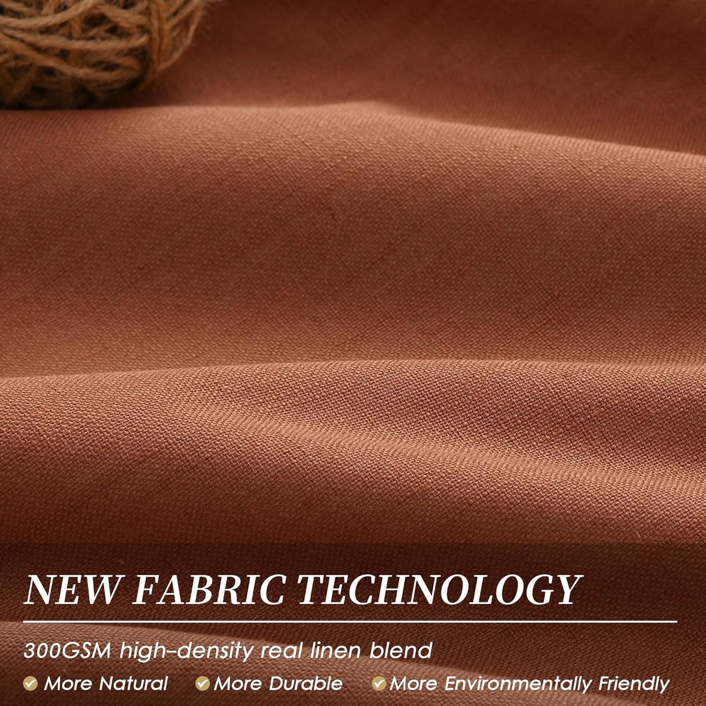 BOODII Burnt Orange Linen Blackout Curtains 84 Inch Long 2 Panels Set for Bedroom Light Blocking Curtains Terracotta with 100% Blackout Backing Thermal Insulated Room Darkening Curtain Drapes Rust