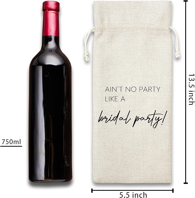 Bridal Gifts Wine Bag - Gift For Gift For Bridesmaids, Bridal Shower, Engagement, Bachelorette Party Favor - Cotton Burlap Wine Bag - Cotton Burlap Wine Bag (1 Pcs) - WB044