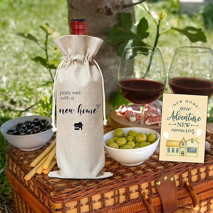 House Warming Gifts For Woman Man, New Home Wine Gift Bag, Housewarming Gifts For New Homeowners, Pairs Well With A New Home Wine Bag, New Home Party Decoration Supplies Favors, B52