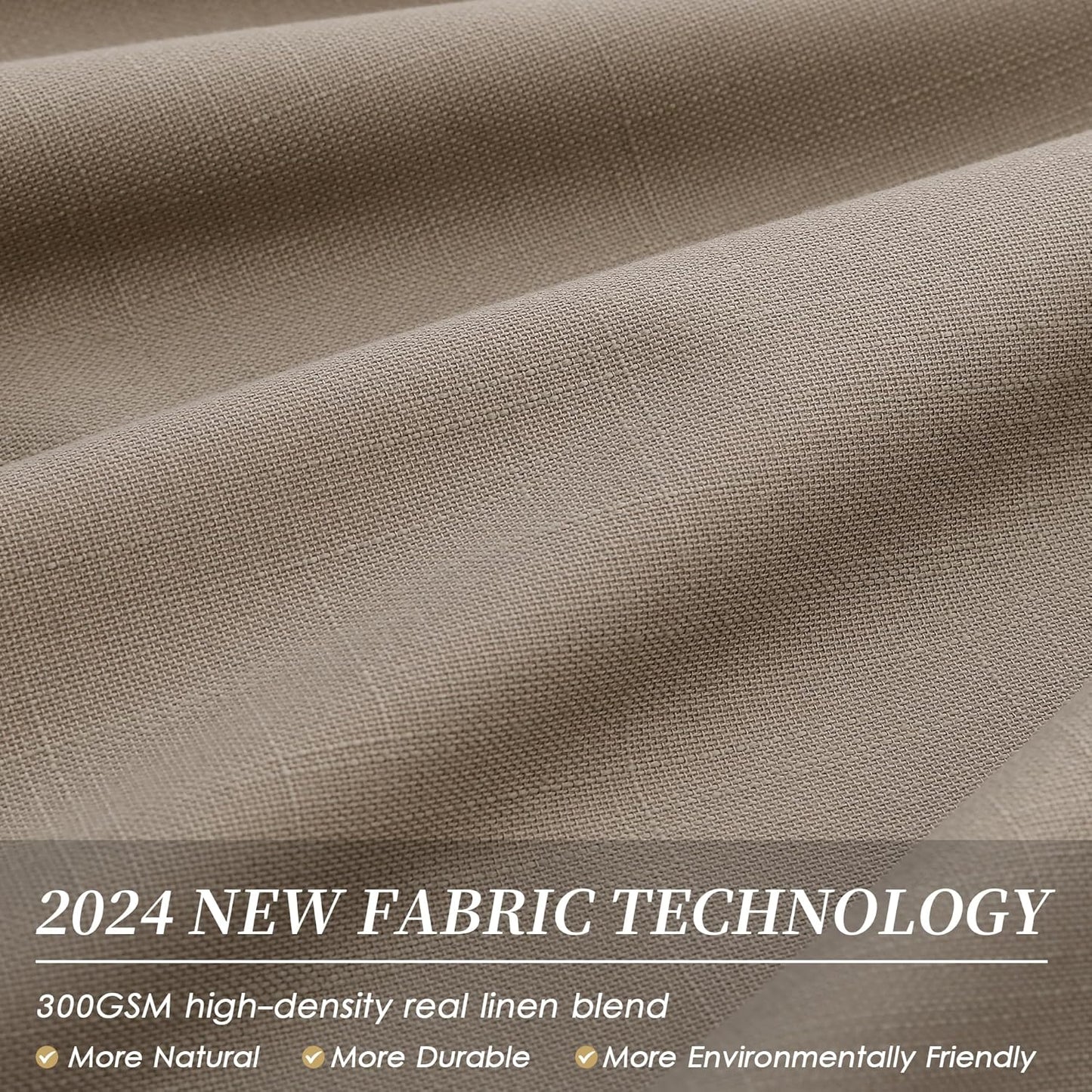 BOODII Light Brown Linen Blackout Curtains for Bedroom 84 Inch Length 2 Panels Set Room Darkening Curtains Black Out Curtain Neutral Thermal Insulated Living Room Nursery Drapes Back Tab 52x84