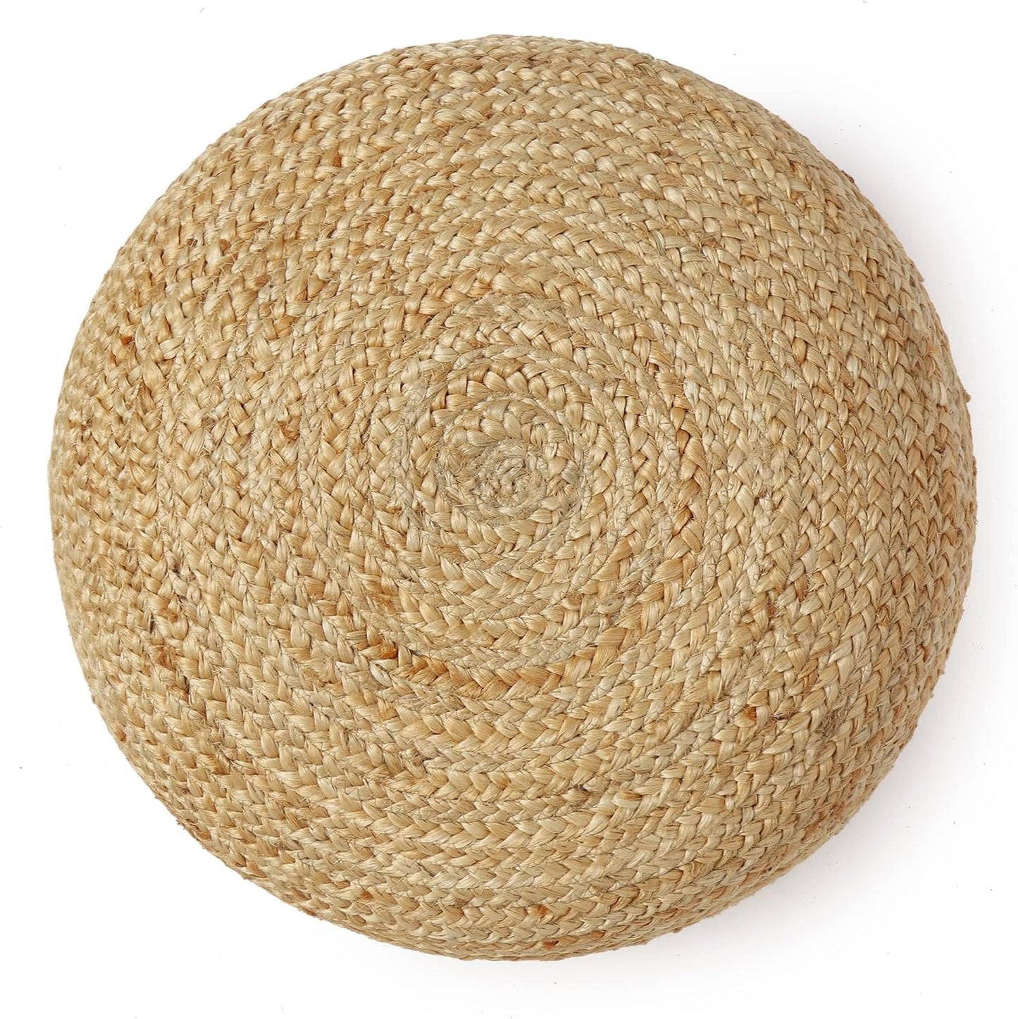 REDEARTH · Jute Circular Low Pouf Ottoman - Braided Pouffe Accent Sitting Round Footrest for Living Room, Bedroom, Nursery, kidsroom, Patio, Gym; 100% Jute Set of 2 (18"x18"x10"; Natural)