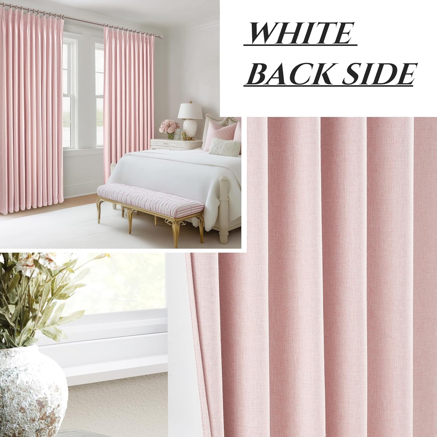 Baby Pink Blackout Curtains 70 Inches Extra Wide Pinch Pleated for Grils Bedroom 2 Panels Set,Cute Viral 70 Inch Curtain for Sliding Glass Doors Thermal Large Window Heavy Drapes (W70xL96x 2 Panels)