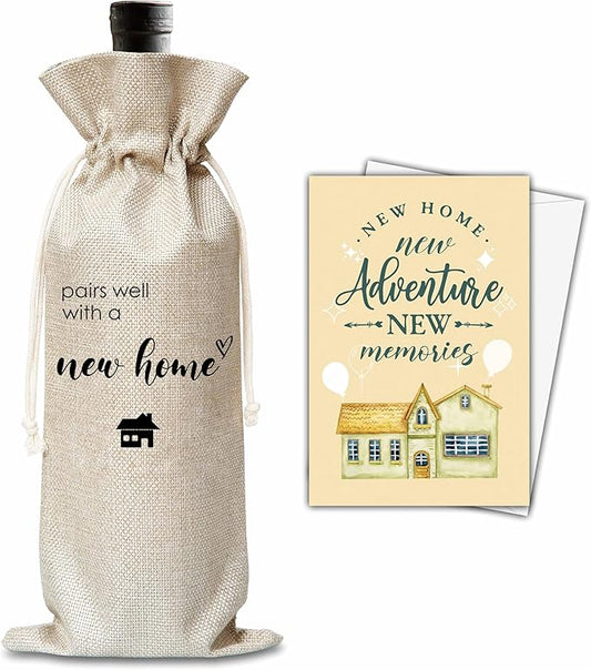 House Warming Gifts For Woman Man, New Home Wine Gift Bag, Housewarming Gifts For New Homeowners, Pairs Well With A New Home Wine Bag, New Home Party Decoration Supplies Favors, B52