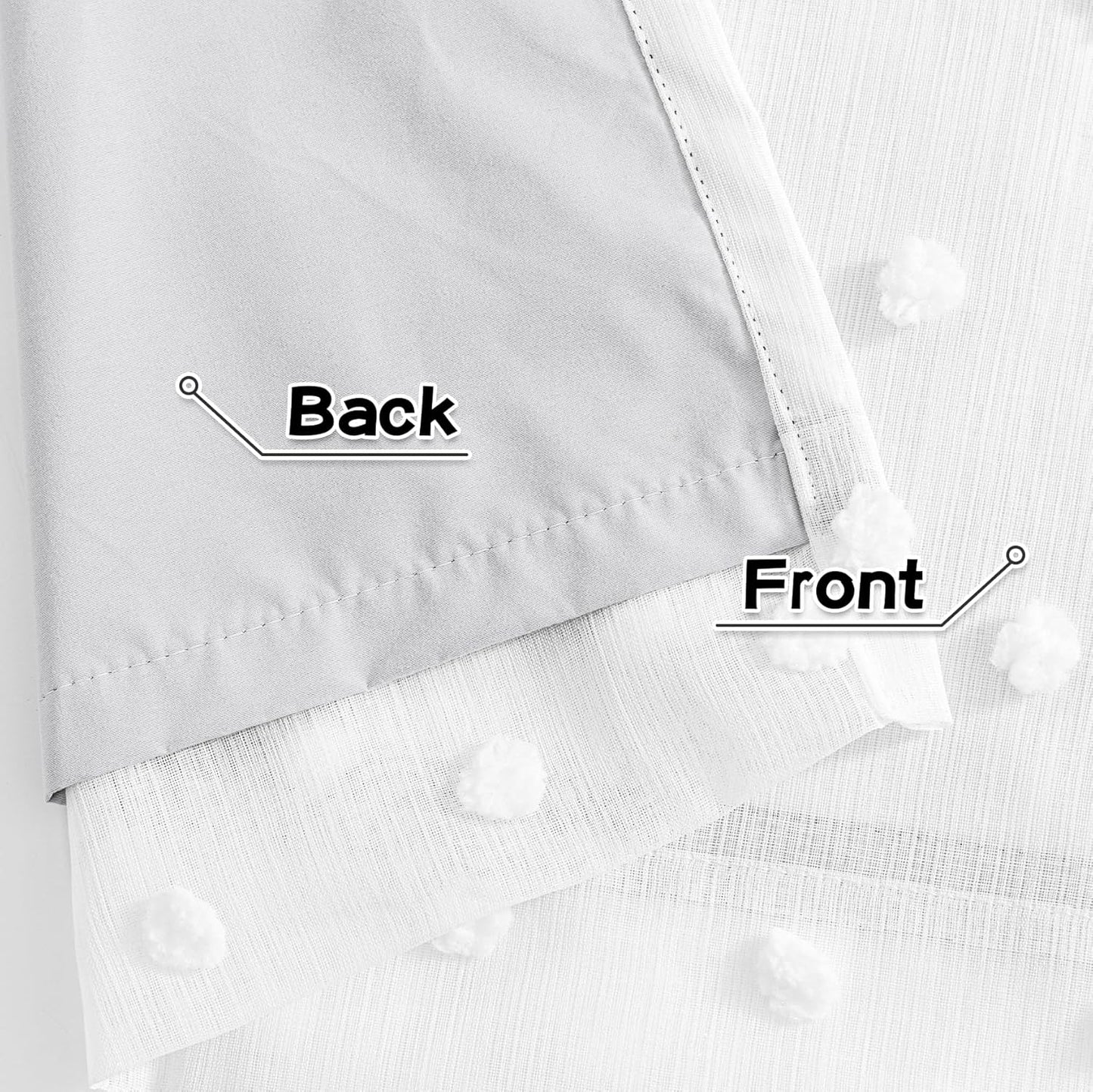 MYSKY HOME Blackout Curtains for Kids Bedroom 100% Light Block Out Thermal Insulated Curtain 72 Inches Grommet Room Darkening Curtains Privacy Window Drapes with White Pom Pom Sheers，2 PCS, 52" x 72"