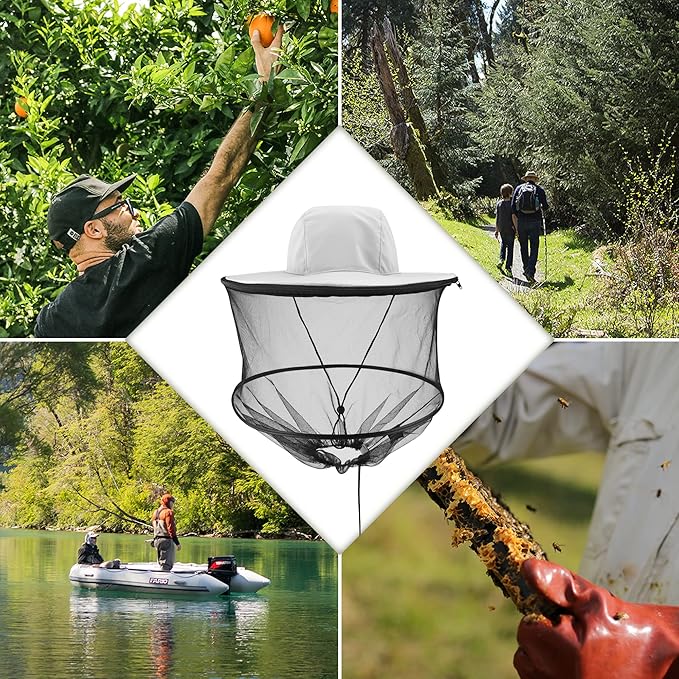 Head Net with Removable Mesh Hidden Netting, Design for Outdoor Fishing Gardening