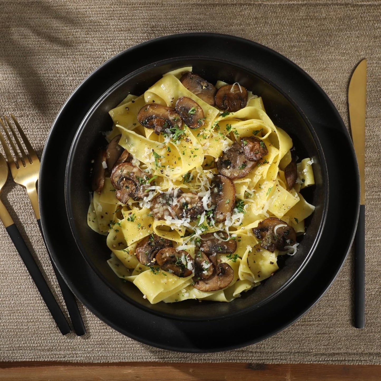 Gibson Elite Pasco 16 Piece (Service for 4) Plates and Bowls Double Bowl Reactive Glaze Dishes Stoneware Ceramic Dinnerware Set - Black