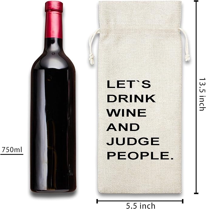 Birthday Gifts Wine Bag - Gift For Colleague, Co-worker, Boss, Emplyoee, Dad, Mom, Grandpa, Grandma Superior and Neighbor - Cotton Burlap Wine Bag (1 Pcs) - WB043