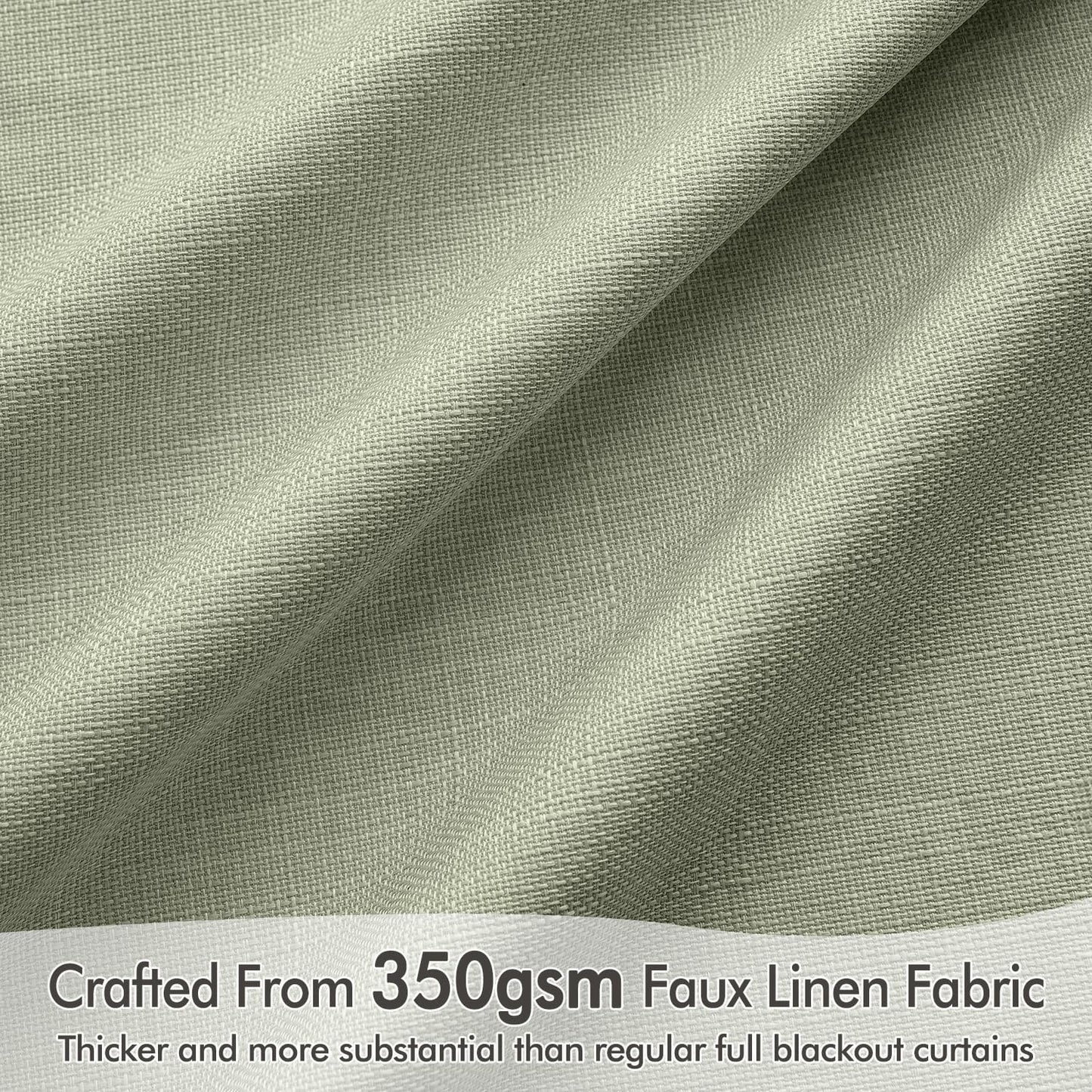 MIULEE 100% Blackout Curtains 84 Inch Long 2 Panels for Bedroom, Thick Luxury Faux Linen Black Out Curtain Room Darkening Back Tab Pleat Window Textured Drapes with Hooks for Living Room, Sage Green