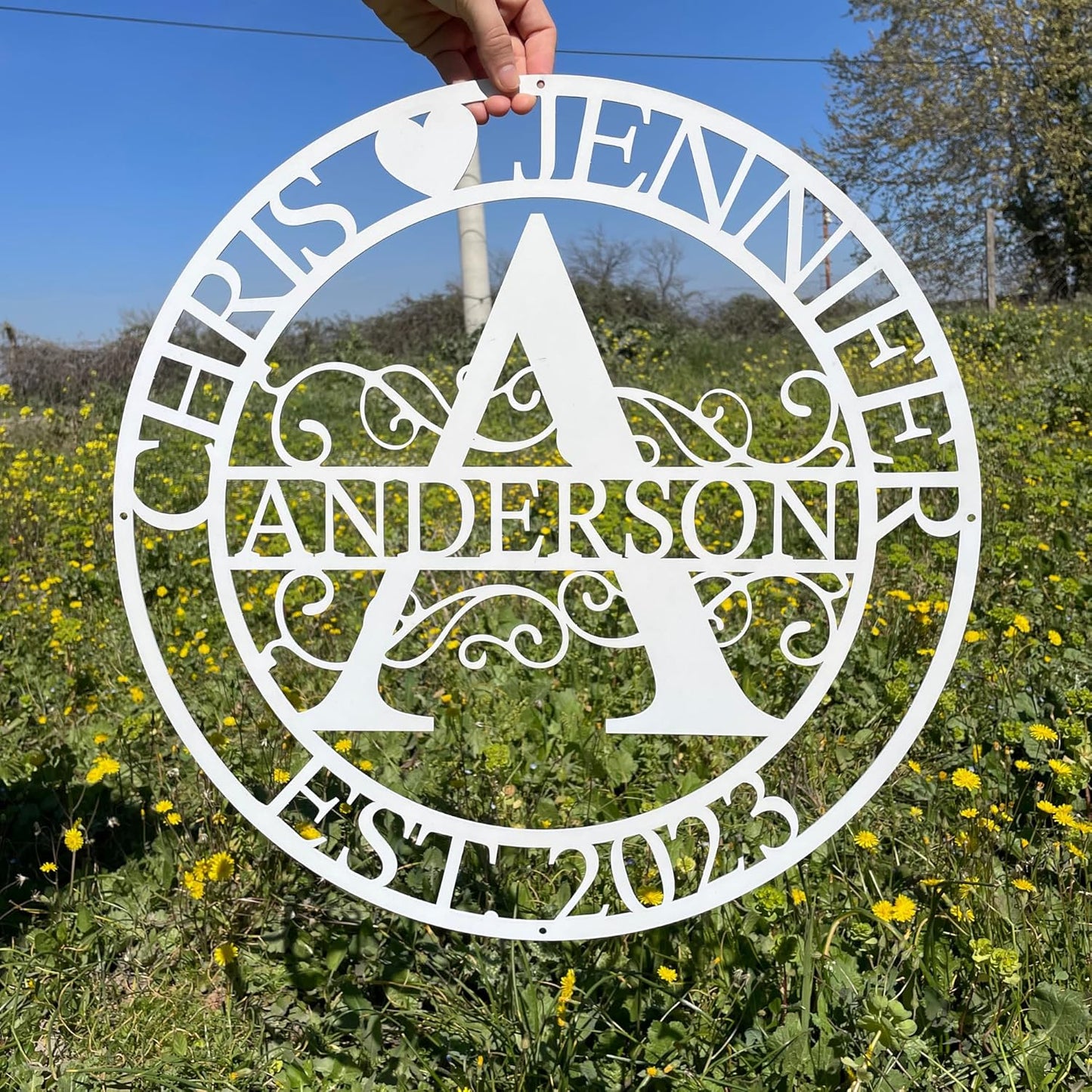 Personalized Family Name Sign with Heart, Split Letter Monogram Wall Art Decor, Durable Steel Family Last Name Decor, Custom Signs Indoor or Outdoor, Personalized Wedding Gifts, Housewarming Gift