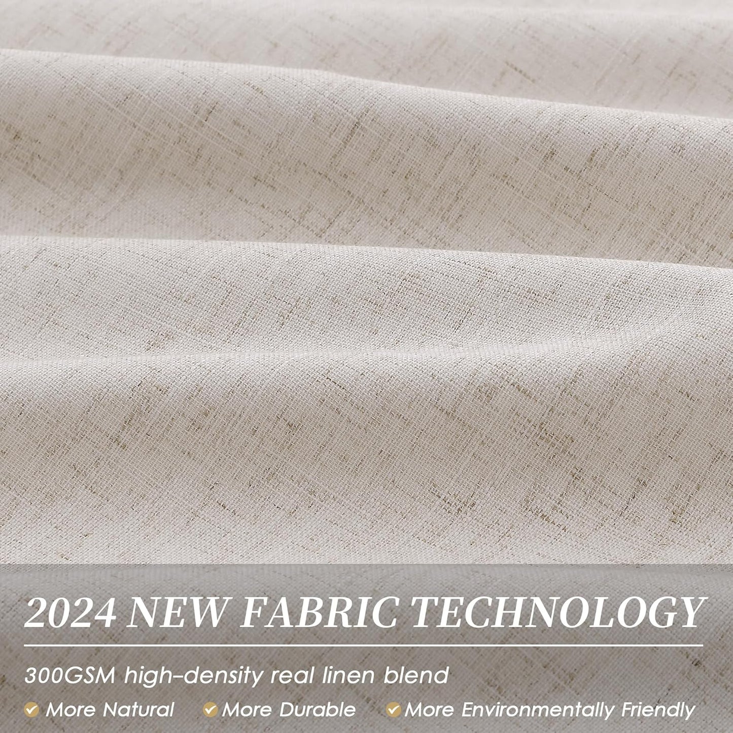 BOODII Room Darkening Curtains 120 Inch Back Tab Thermal Insulated Black Out Linen Drapes Extra Long Blackout Curtains for Patio Door Large Window Ceiling to Floor Light Blocking Sand Beige 52x120