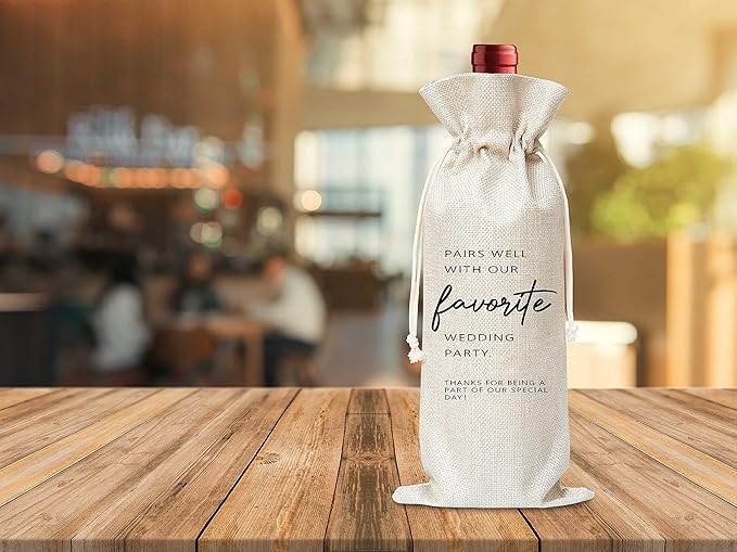 Wedding Gifts Wine Bag - Gift For Bride and Groom,Newlywed,Engagement,Bridal Shower - Cotton Burlap Wine Bag (1 Pcs) - WB042