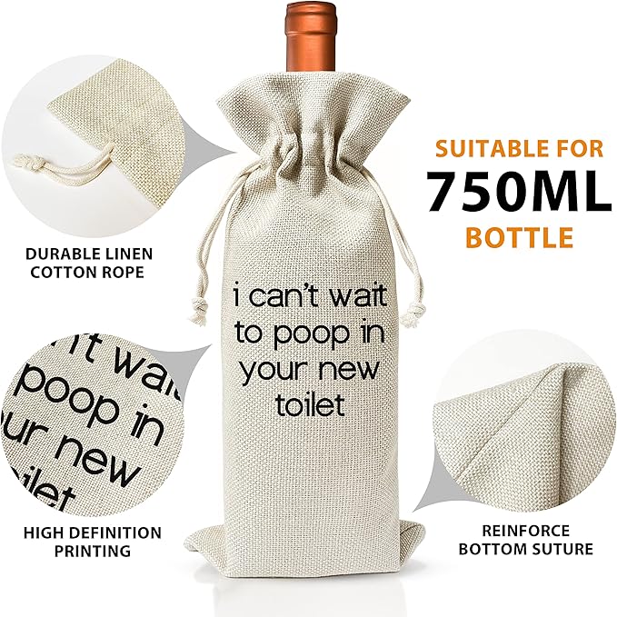 Housewarming Wine Bag - Housewarming Party Decorations - New Home Owner Gift - New House Congratulations decorations - Housewarming Party Supplies - Gift for Women Men - Realtor Gift - HiMo209
