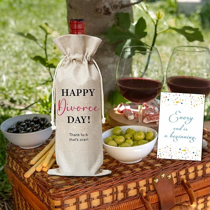 Xanev Divorce Gifts For Woman Man, Divorce Wine Gift Bag, Happy Divorce Day Wine Bag, Breakup Divorced Congrats Gift For Friend Sister Family, New Beginning Gift, Divorce Party Decorations, B41
