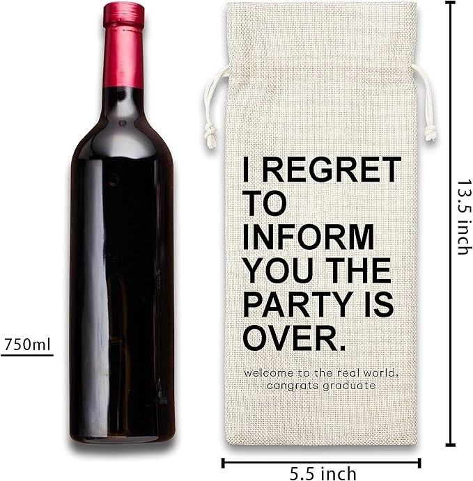 Graduation Gifts Wine Bag - Gift For Son Daughter Friend Sister Brother Girl Boy - Cotton Burlap Wine Bag (1 Pcs) - WB046