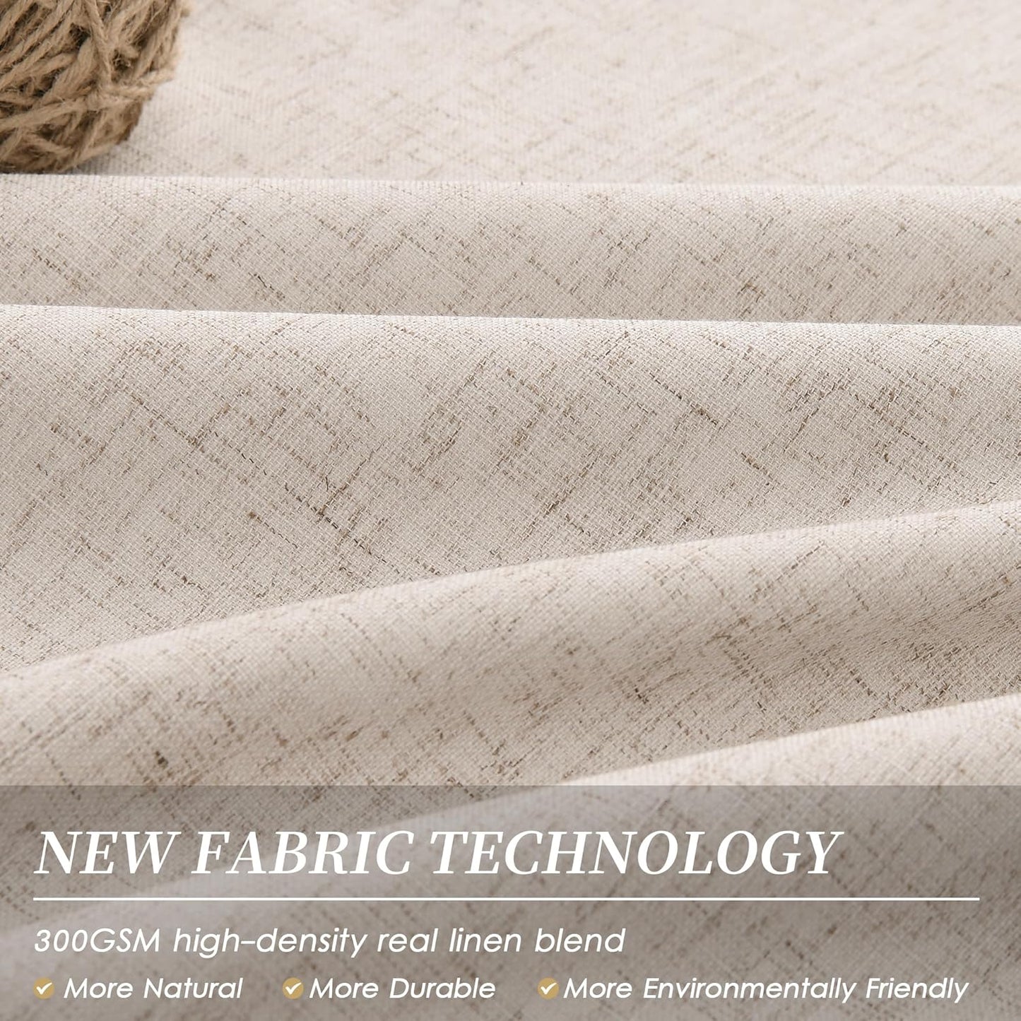 BOODII Oatmeal Linen Black Out Curtains 72 Inch Long 2 Panels Set for Bedroom Light Blocking Curtains Greige with 100% Blackout Backing Warm Taupe Thermal Insulated Room Darkening Nursery Curtain