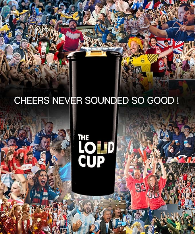 The LoudCup 20 oz Tumbler + Integrated Stadium Horn (Bluejay Blue) - Reusable Water Bottle for Sports Fans - Worlds Loudest Cup for Noisy Fans on Game Day & Tailgating