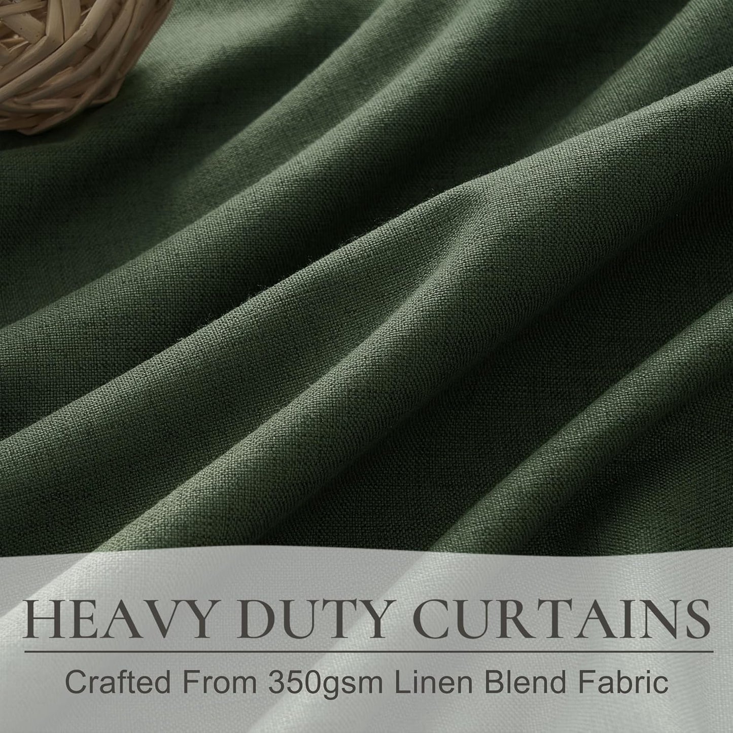 Curtains 70 Inch Length Extra Wide Pinch Pleated Blackout Curtain for Sliding Glass Door/Living Room, Farmhouse Olive Green Thick Heavy Duty Insulated Large Window Drapes (70"Wx90"Lx2Panels Loden)