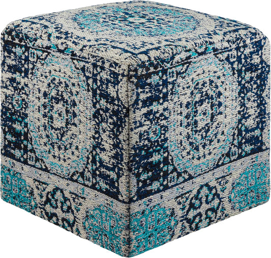Mark&Day Pouf Ottoman, Kaltenleutgeben Traditional Teal Cube Pouf Foot Rest for Living Room, Bedroom and Boho Home Decor (18"x18"x18")