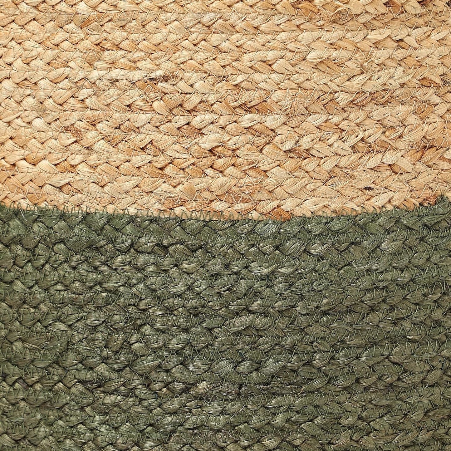 REDEARTH · Cylindrical Pouf Foot Stool Ottoman - Jute Braided Pouffe Poof Accent Sitting Footrest for Living Room, Bedroom, Nursery, Patio, Lounge & Other Rooms (Natural Olive, 18"x18"x14")