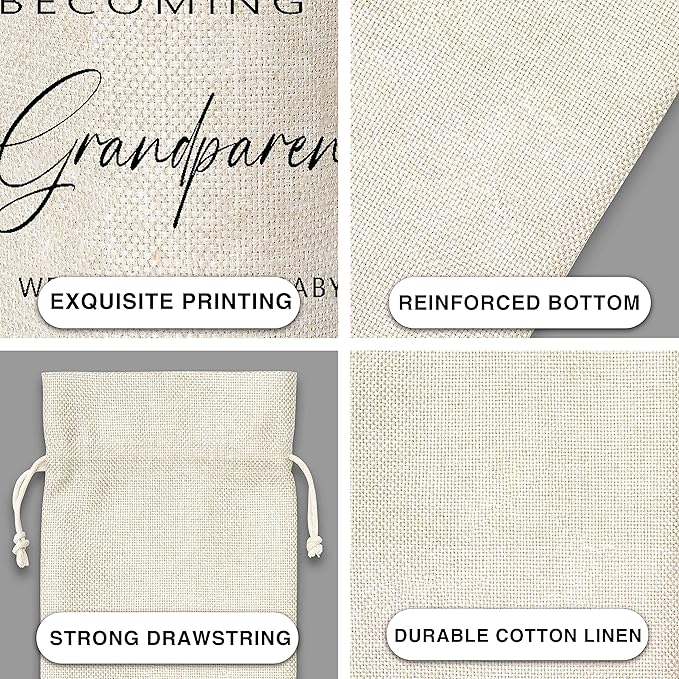 Grandparents Gifts Wine Bag - Gift For New Grandpa Grandma, Grandparents Aunt Uncle, Baby Announcement - Cotton Burlap Wine Bag (1 Pcs) - WB027