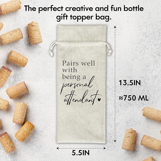 Zodvery Bridesmaid or Best Man Wine Gift Bags - for Wedding, Bridesmaid Gift, Bridesmaid Duties, Personal Attendant Proposal - Reusable Burlap With Drawstring Gift Bag (5.5"x 13.5")-1 Pcs/jiu050